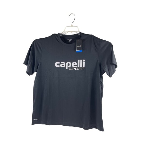 Capelli Sport Mens Black Soccer Tee XL Polyester Gold Soccer Academics Logo 30f - Picture 1 of 11